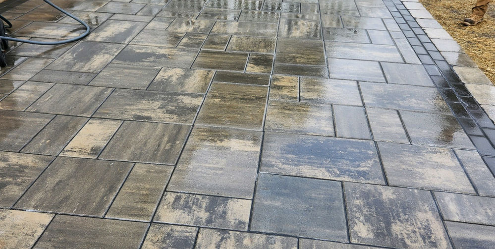 Finished patio at dusk